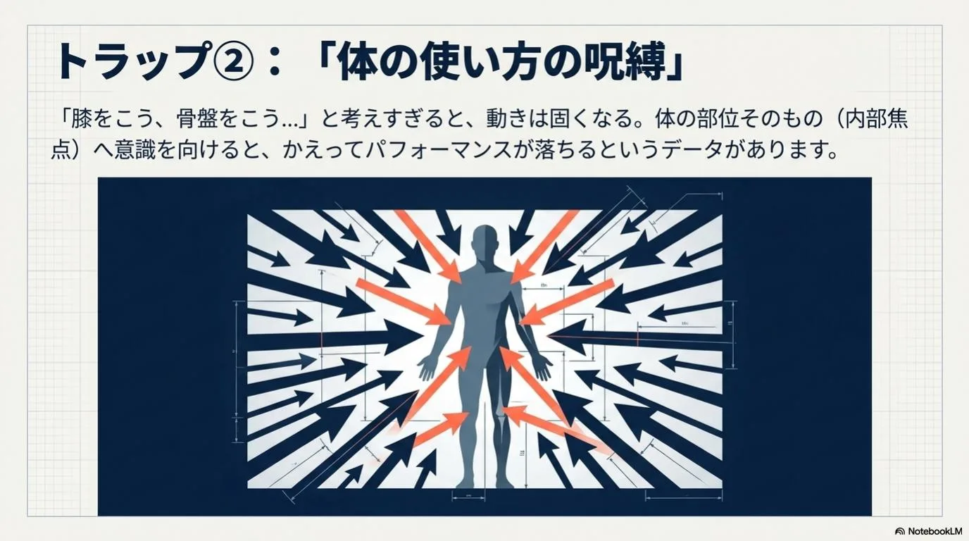 身体の内側に注意を向けすぎると再現性が落ちる構図