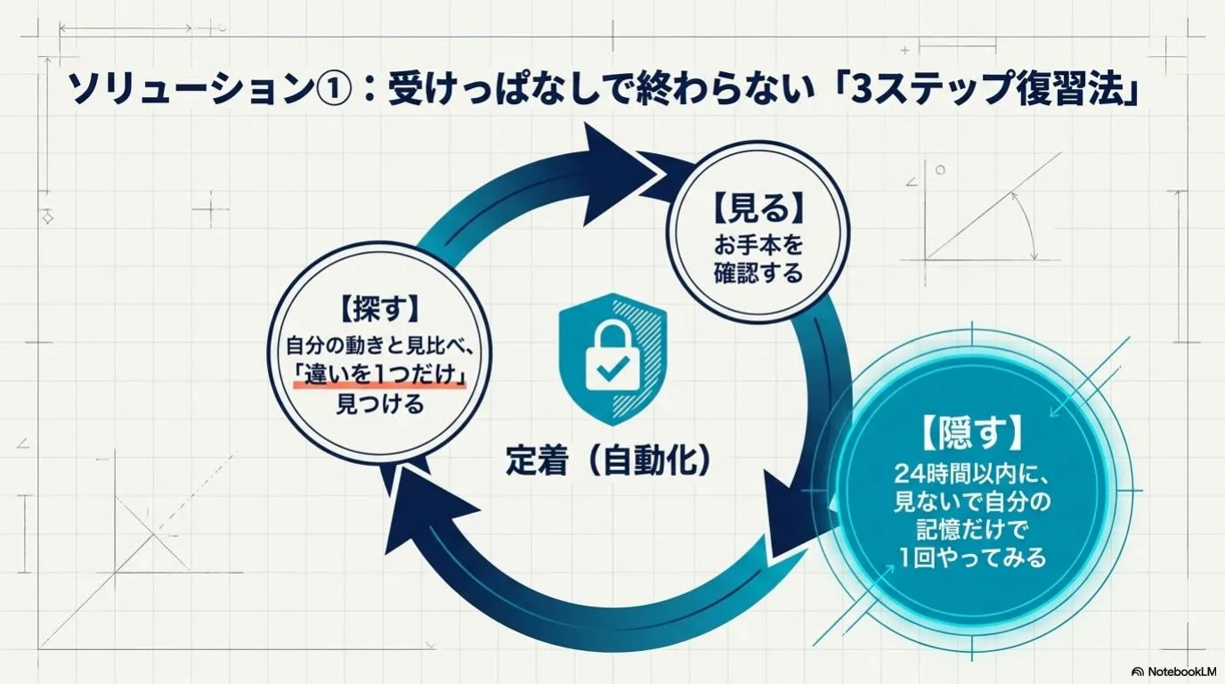 見る、隠す、探すの3段階で差分を見つける復習法