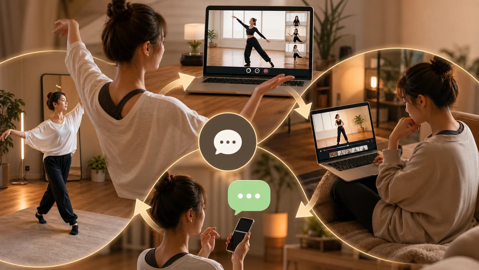 土曜のライブレッスンとアーカイブ復習、公式LINEでの質問を循環として描いた自宅復習ループ図