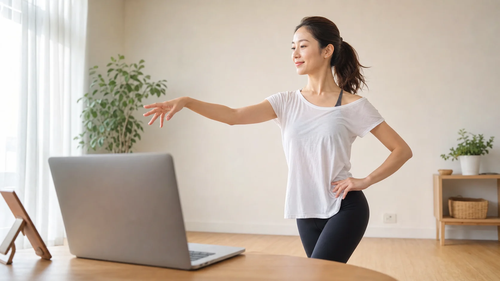 オンラインレッスンで先生に顔まわりと肩の動きが見えるように整える