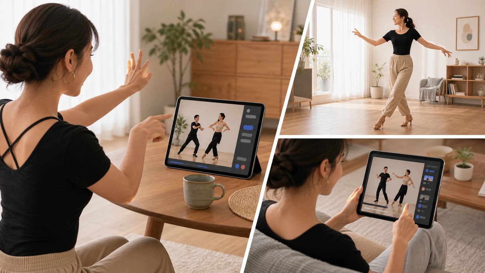 Free Chacha Online の土曜10:30のライブレッスンと、ライブレッスンのアーカイブを練習メニューに組み込んだイメージ