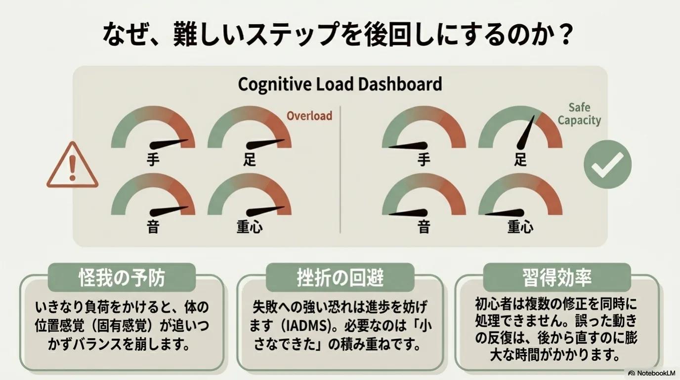 難しいステップを後回しにして安全に積み上げる理由