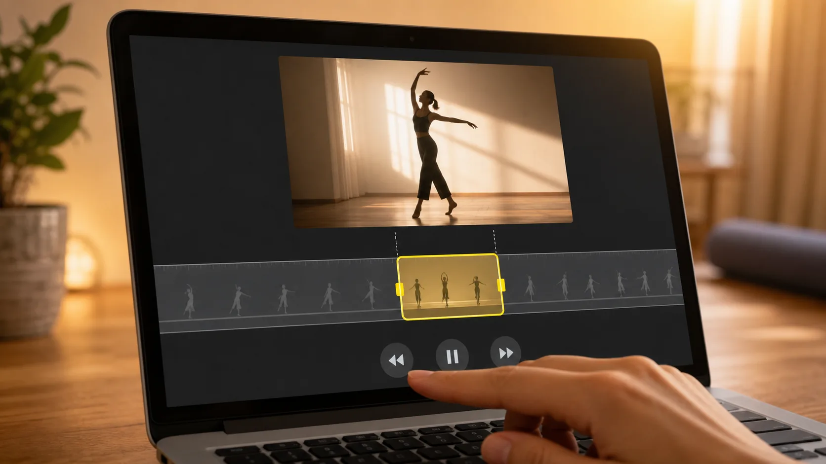 数分の動画タイムラインの中に、15〜30秒の練習範囲がハイライトされている様子を示した図